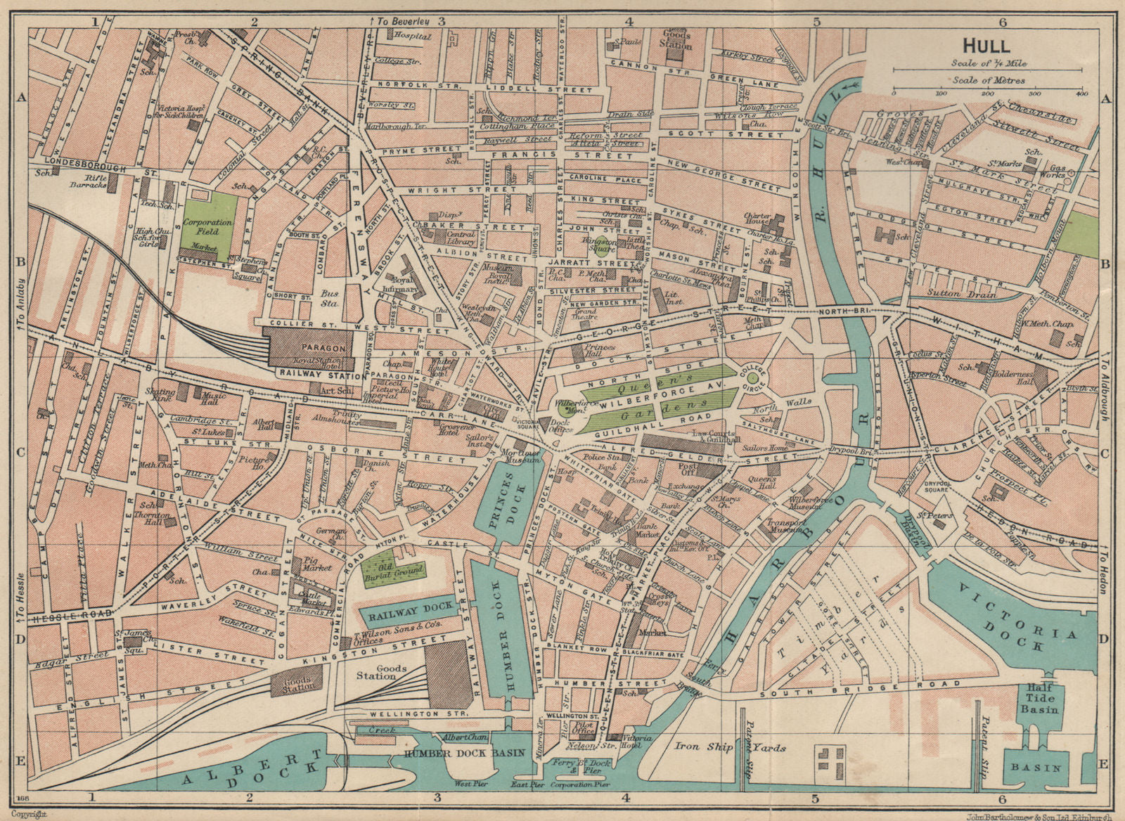 HULL. Vintage town city map plan. Yorkshire 1939 old vintage chart